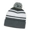 Striped Pom Pom Beanies Grey
